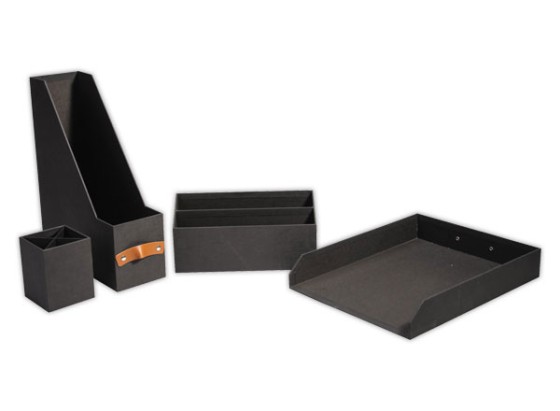 1 Ensemble corbeille, porte-revues,trieur, pot à crayons "Reborn" - noir
