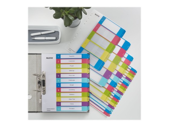 1 Jeu d'intercalaires numériques LEITZ Wow - A4 - 12 onglets