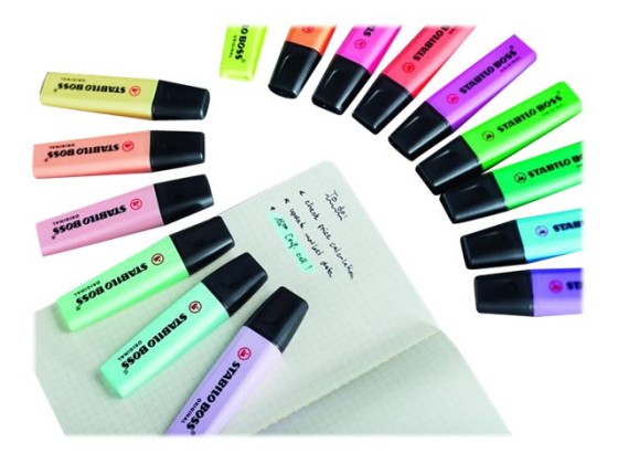 1 Lot de 15 Surligneurs STABILO Boss Original + support de bureau