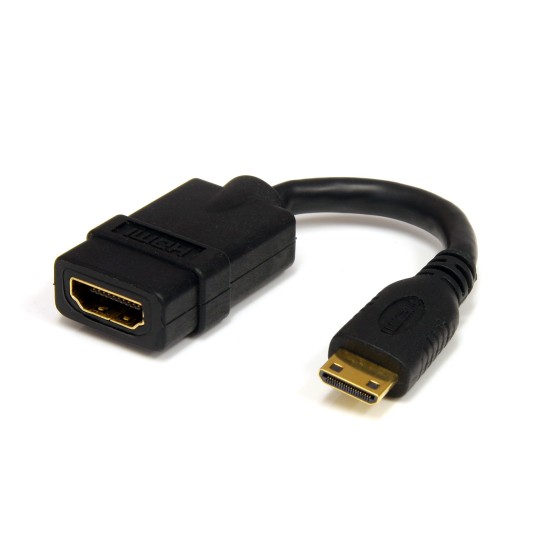 StarTech.com Câble HDMI haute vitesse 13 cm - HDMI vers HDMI Mini - F/M - Adaptateur HDMI - HDMI femelle pour 19 pin mini HDMI Type C mâle - 1.3 cm - blindé - noir - pour P/N: HDMM30CM