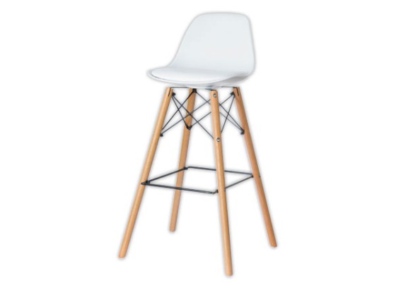 1 Lot de 2 Tabourets STEELWOOD pied hêtre assise blanche