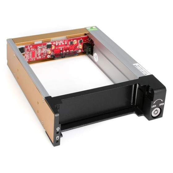 StarTech.com Rack amovible robuste en aluminium 5,25" avec ventilateur pour disque dur SATA 3,5" - Tiroir HDD 3,5 pouces - Rack de stockage mobile - 3.5" - noir