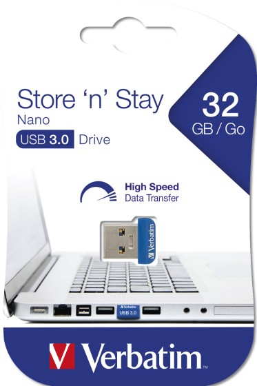 Verbatim Store 'n' Stay NANO - Clé USB - 32 Go - USB 3.0 - bleu
