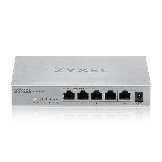 Zyxel XMG-100 Series XMG-105 - Commutateur - non géré - 5 x 100/1000/2.5G + 1 x Gigabit SFP / 10 Gigabit SFP+ - de bureau, fixation murale