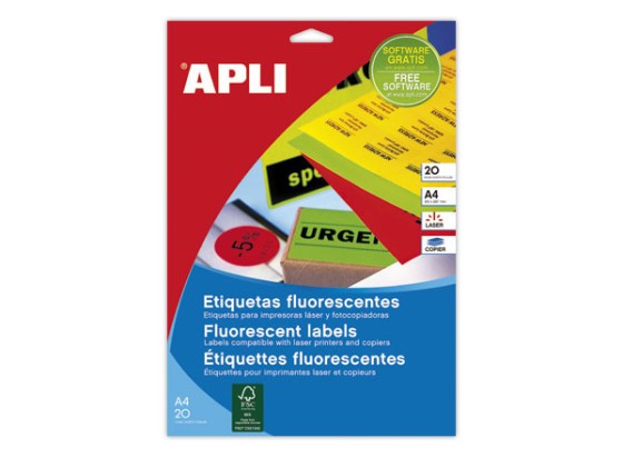 1 Boite de 20 Planches de 280 étiquettes fluorescentes 99,1x38,1 jaune fluorescent