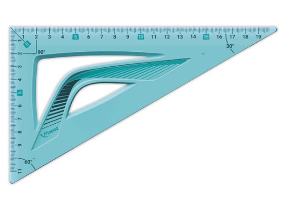 1 Equerre 60° grand côté 21 cm - INCASSABLE bleu