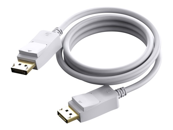 Version 1.2 4K - connecteurs dorés - prend en charge un canal auxiliaire bidirectionnel de 1 mbps et hotplug - DP (m) vers DP (m) - diamètre extérieur 7,3 mm - 28 AWG - 2 m - blanc