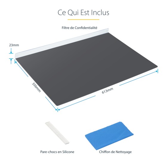 StarTech.com Filtre de Confidentialité pour Écran 27" 16:9, +/- 30° - Filtre anti-indiscrétion - à double sens - amovible - branchement - Largeur 27 po. - noir