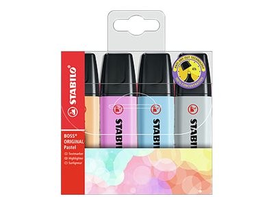 1 Etui de 4 Surligneurs STABILO Boss Original Assortis pastel