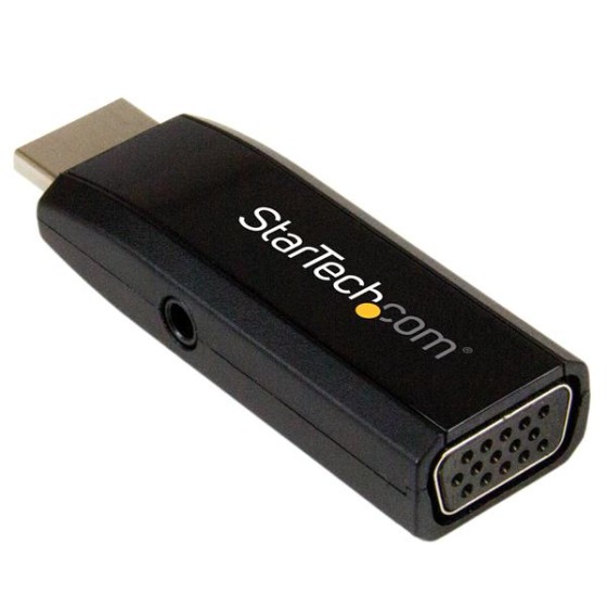 StarTech.com HDMI to VGA Adapter - Aux Audio Output - Compact - 1920x1200 - HDMI to VGA (HD2VGAMICRA) - Convertisseur vidéo - HDMI - VGA - noir
