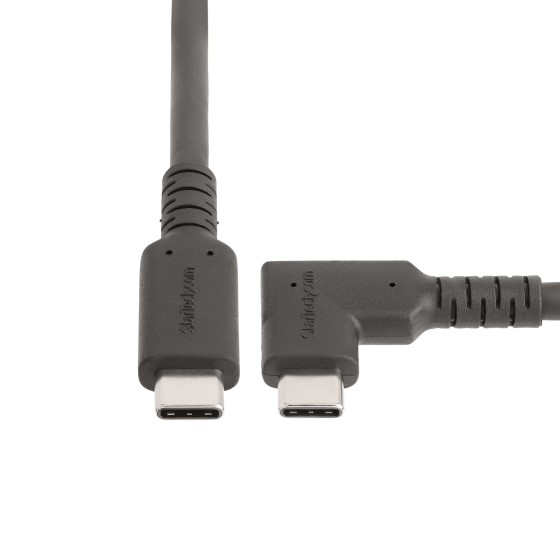 StarTech.com Câble USB-C Robuste à Angle Droit de 1m, USB 3.2 Gen 2, 4K60 - Câble USB - 24 pin USB-C (M) droit pour 24 pin USB-C (M) angle droit - USB 3.2 Gen 2 - 1 m - robuste, support pour 4K60Hz, passif - noir