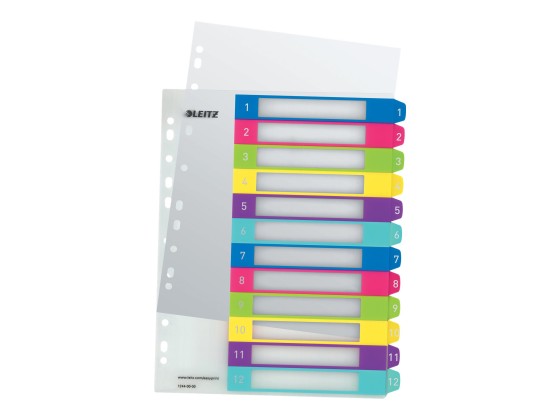 1 Jeu d'intercalaires numériques LEITZ Wow - A4 - 12 onglets