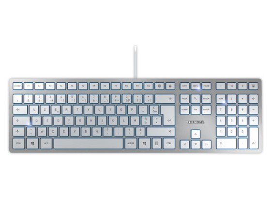 CHERRY KC 6000 SLIM Clavier filaire, blanc/argent, USB, AZERTY - FR