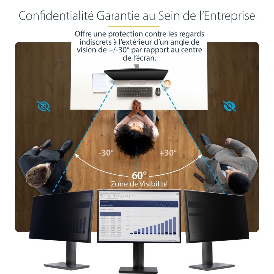 StarTech.com Filtre de Confidentialité pour Écran 27" 16:9, +/- 30° - Filtre anti-indiscrétion - à double sens - amovible - branchement - Largeur 27 po. - noir