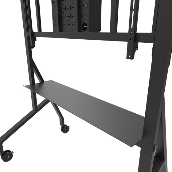 NEOMOUNTS FL50-575BL1 Support au sol mobile pour écran 65-110p - étagère multimédia incluse - installation rapide - TÜV