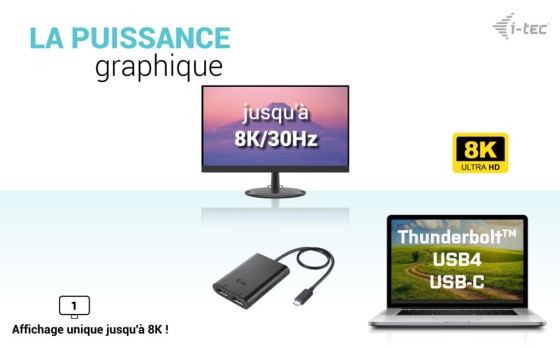 I-TEC USB-C Dual 4K/60Hz single 8K/30Hz DP Video Adapter 2x DP Port