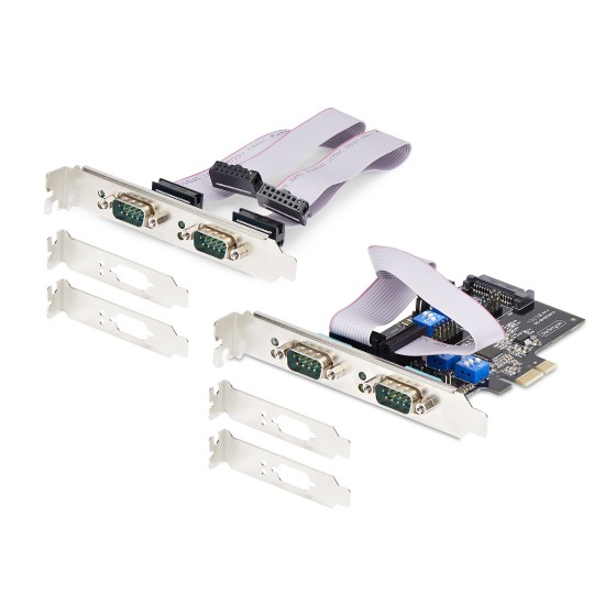 StarTech.com Carte Série PCIe à 4 Ports, Carte 4 Ports RS232/RS422/RS485 - Adaptateur série - PCIe profil bas - RS-232 x 4 - noir - Conformité TAA