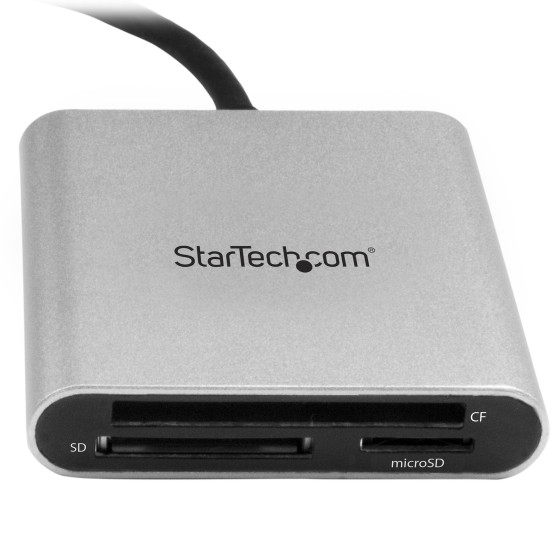 StarTech.com Lecteur et enregistreur multicartes USB 3.0 avec USB-C pour cartes mémoire SD, microSD et CompactFlash - Câble USB-C intégré - Lecteur de carte (CF I, CF II, MMC, SD, microSD, SDHC, microSDHC, SDXC, microSDXC) - USB 3.0