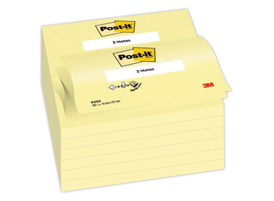 1 Lot de 12 Notes repositionnables ZNotes 76x127 mm jaune, 100 feuilles