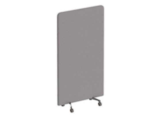 1 Cloison acoustique tissu gris roulettes argent 190 x 100 cm montée