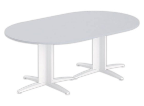 1 Table réunion ovale 200x120 gris/blanc