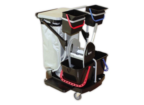 1 Chariot de nettoyage pour un nettoyagehumide et déchets
