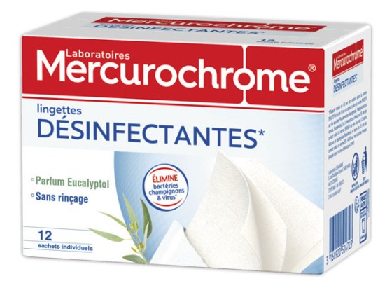 1 Boite de 12 Lingettes désinfectantes Format individuel (x12)