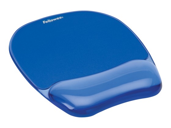 Fellowes Mouse Mat Wrist Support - Crystals Gel Mouse Pad with Non Slip Rubber Base - Ergonomic Mouse Mat for Computer, Laptop, Home Office Use - Compatible with Laser and Optical Mice - Blue