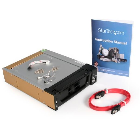 StarTech.com Rack amovible robuste en aluminium 5,25" avec ventilateur pour disque dur SATA 3,5" - Tiroir HDD 3,5 pouces - Rack de stockage mobile - 3.5" - noir