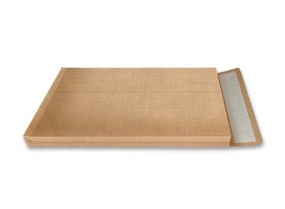 1 Boite de 100 Pochettes kraft brun armé bande siliconée 280x400 mm à soufflets 30mm