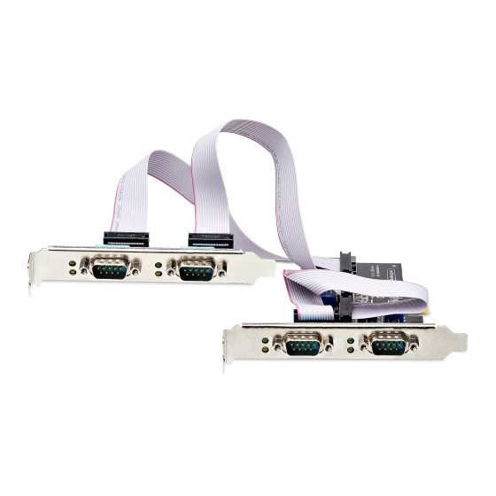 StarTech.com Carte Série PCIe à 4 Ports, Carte 4 Ports RS232/RS422/RS485 - Adaptateur série - PCIe profil bas - RS-232 x 4 - noir - Conformité TAA