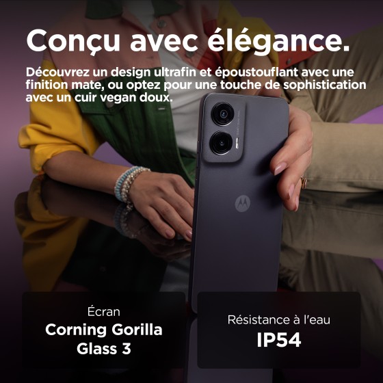 Motorola Moto G35 - 5G smartphone - double SIM - RAM 4 Go / Mémoire interne 128 Go - microSD slot - Écran LCD - 6.72" - 2400 x 1080 pixels (120 Hz) - 2x caméras arrière 50 MP, 8 MP - front camera 16 MP - noir minuit