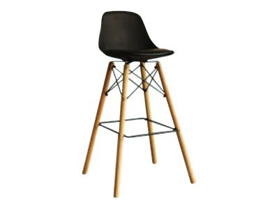 1 Lot de 2 Tabourets STEELWOOD pied hêtre assise noire