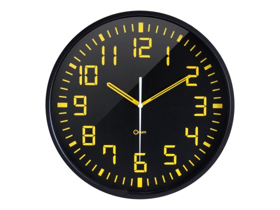 1 Horloge analogique avec cadran noir etchiffres jaunes