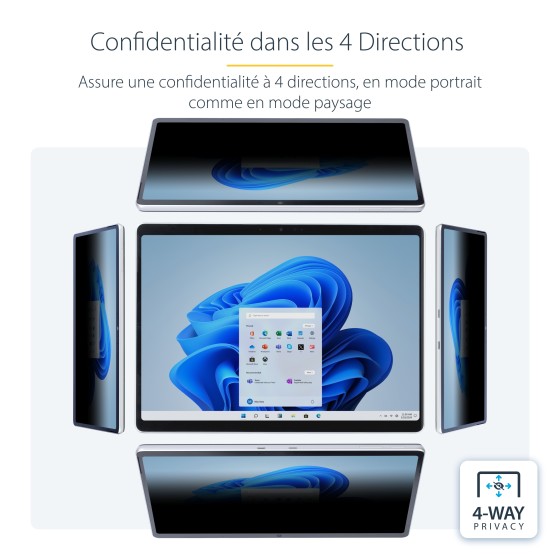 StarTech.com Filtre de Confidentialité à 4 Directions pour Surface Pro 8/9/X 13 pouces, pour Portrait/Paysage, Écran de Protection Surface, +/- 30 Degrés de Vue, Filtre Anti Lumière Bleue (51 %), Anti-Reflet