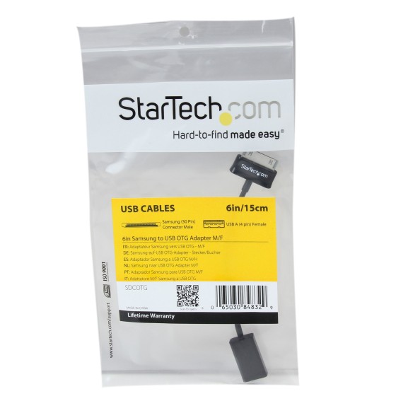 StarTech.com Cable USB OTG Samsung Galaxy Tab - Adaptateur OTG USB Type A femelle - 1 metre Noir- Cable USB OTG (on the go) - Câble USB - USB femelle pour connecteur à 30 broches de station d'accueil Samsung mâle - 15.24 cm - blindé - noir - pour Samsung