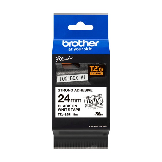 BROTHER P-TOUCH TZE-S251 noir sur blanc 24mm extra gluey