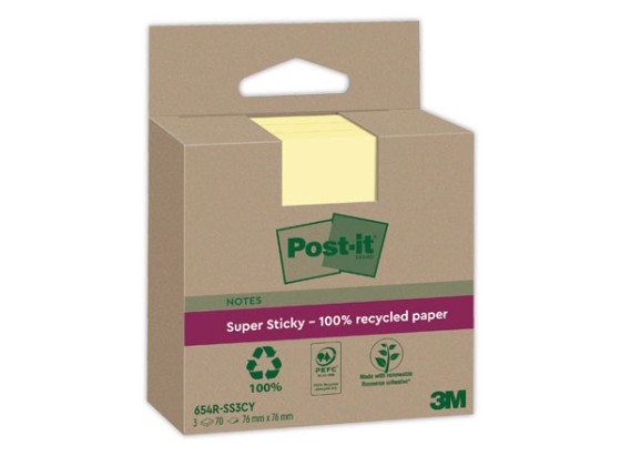 1 Lot de 3 Blocs Post-It 7,6 X 7,6 cm, 70 feuilles- jaune