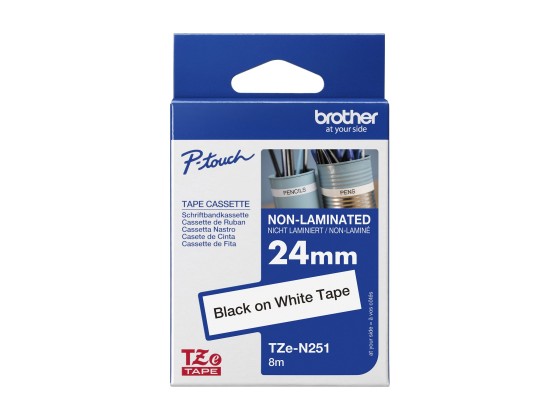 BROTHER P-TOUCH TZE-N251 noir sur blanc 24mm