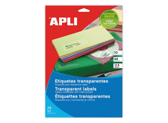 1 Etui de 10 Planches d'étiquettes transparentes 63,5x38,1 mm 210 é/Bte