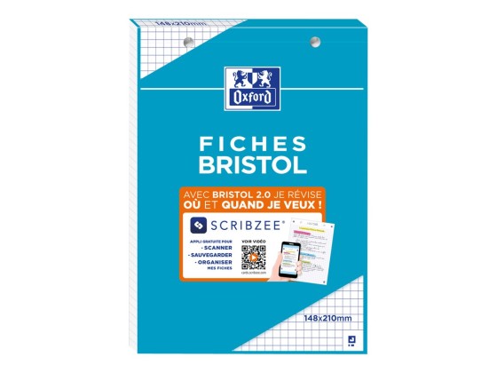 1 Bloc de 30 feuilles de fiches bristol blanches 5x5 A5