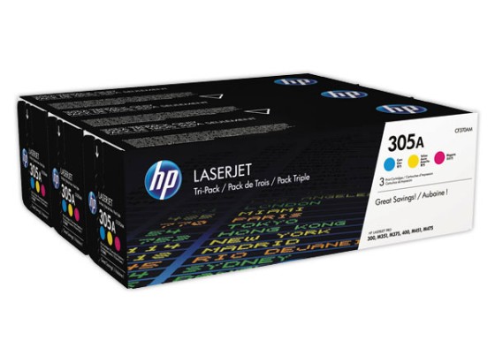 HP 305A 3-pack Cyan/Magenta/Yellow Original LaserJet Toner Cartridges