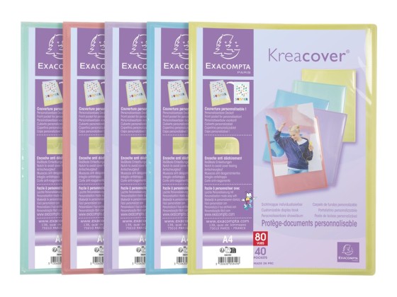 1 Protège-documents personnalisables Kreacover Pastel-40 poches - Assort