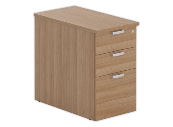 1 Caisson hauteur bureau noyer 3 tir. prof.80cm monté