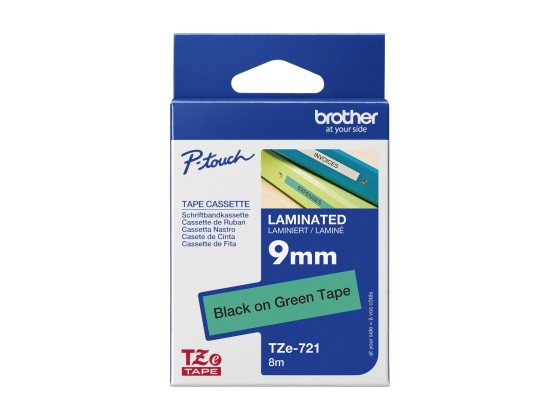 1 Ruban pour titreuse BROTHER TZE 721 9mm vert impression noir