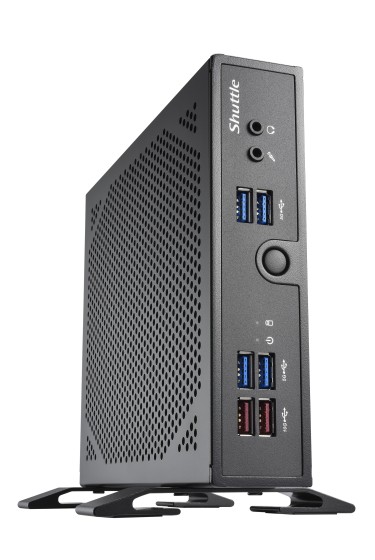 Shuttle XPC slim Barebone DS50U, Intel Celeron 7305, 2x LAN (1x 2.5Gbit ,1x 1Gbit), 1xCOM,1xHDMI,1xDP, 1x VGA, fanless, fonctionnement permanent 24/7