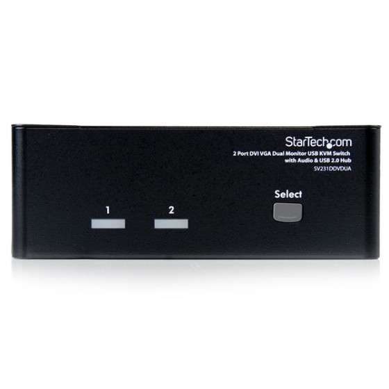 StarTech.com Switch KVM USB 2 ports DVI VGA avec audio - Commutateur USB 2.0 - Commutateur écran-clavier-souris/audio/USB - 2 x KVM / audio / USB - 1 utilisateur local - de bureau - pour P/N: IM12D1500P, SVA12M2NEUA, SVA12M5NA, USBDVI4N1A6, USBVGA4N1A10,