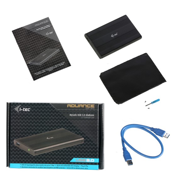 I-TEC MySafe Advance AluBasic 2.5p USB 3.0 Case 6.4cm 2.5p SATA HDD HDD external Enclosure SuperSpeed Black Aluminium
