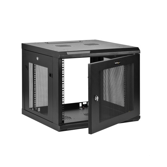 StarTech.com "9U Wall Mount Server Rack Cabinet - 4-Post Adjustable Depth (2"" to 19"") Network Equipment Enclosure with Cable Management (RK920WALM)" - Armoire de rack - montable sur mur - noir - 9U