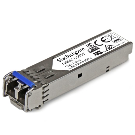 StarTech.com Paquet de 10 modules de transceiver SFP à fibre optique Gigabit - Compatible HP J4858C - Multimode LC avec DDM - 550 m - Module transmetteur SFP (mini-GBIC) (équivalent à : HP J4858C) - 1GbE - 1000Base-SX - LC multi-mode - jusqu'à 550 m - 850